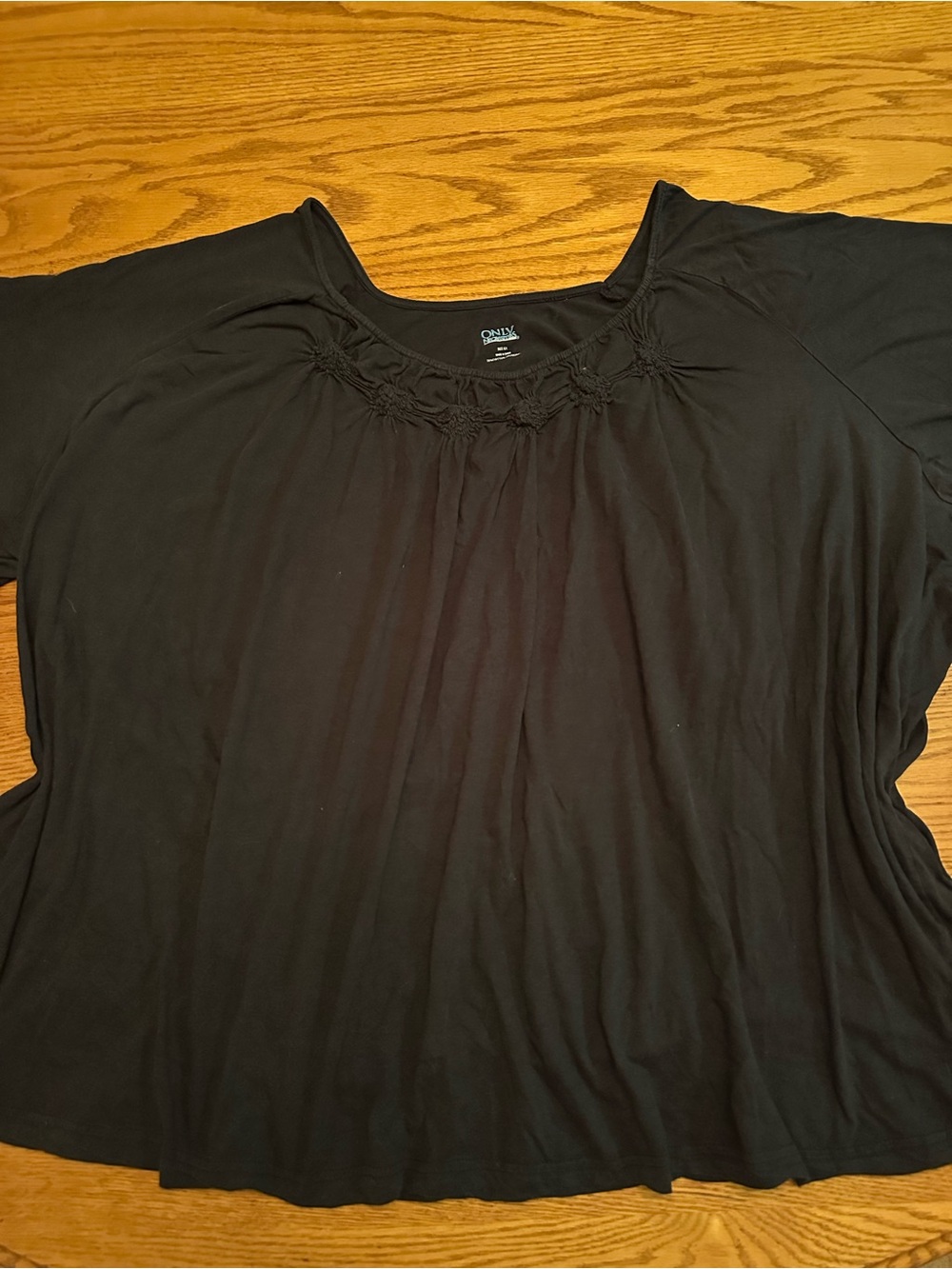 Black Smocked-Neck Short Sleeve Women's Top Sz 6x